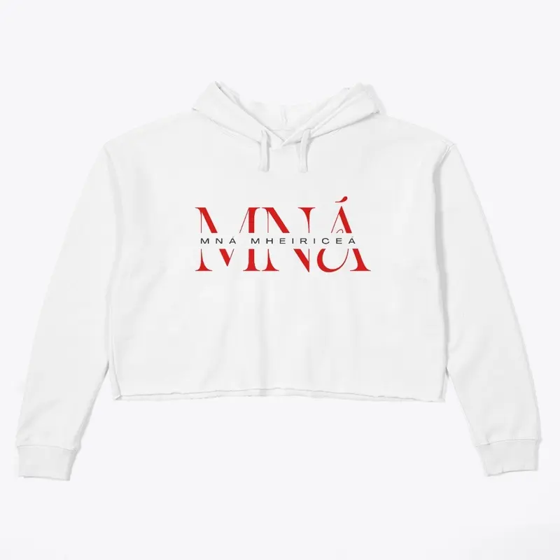 Mná Mheiriceá Cropped Hoodie (White)